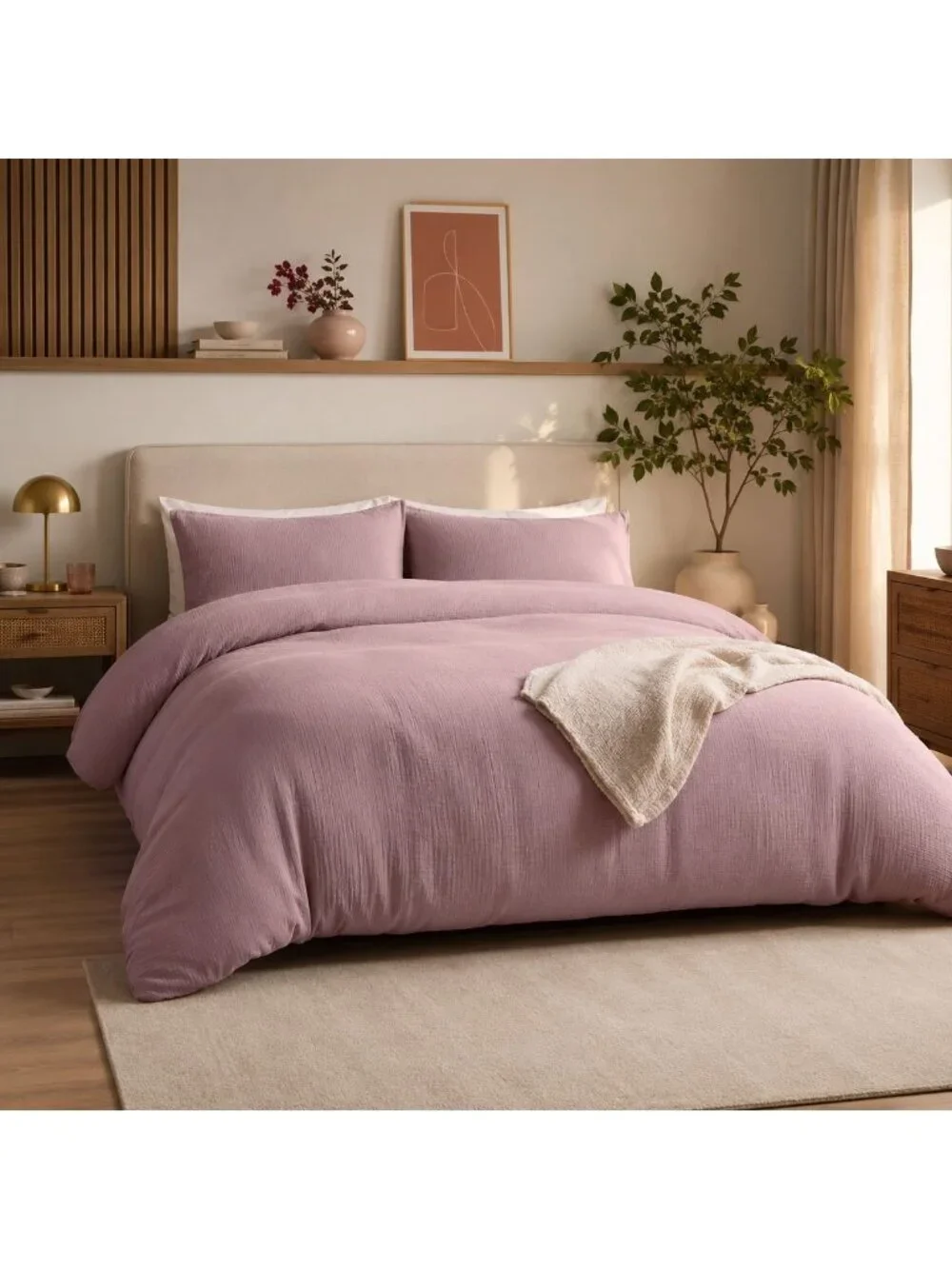 S22 | Quince Organic Airy Gauze Duvet Cover King Cal King Fig NWT